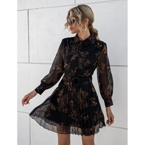 NWOT Black Chiffon Button Up Dress
